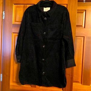 Black Corduroy tunic length Shacket